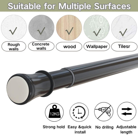 Shower Curtain Pole Extendable Curtain Rod Telescopic Spring Tension Rod Extendable Window Tension Rod Adjustable Curtain Pole No Screws for