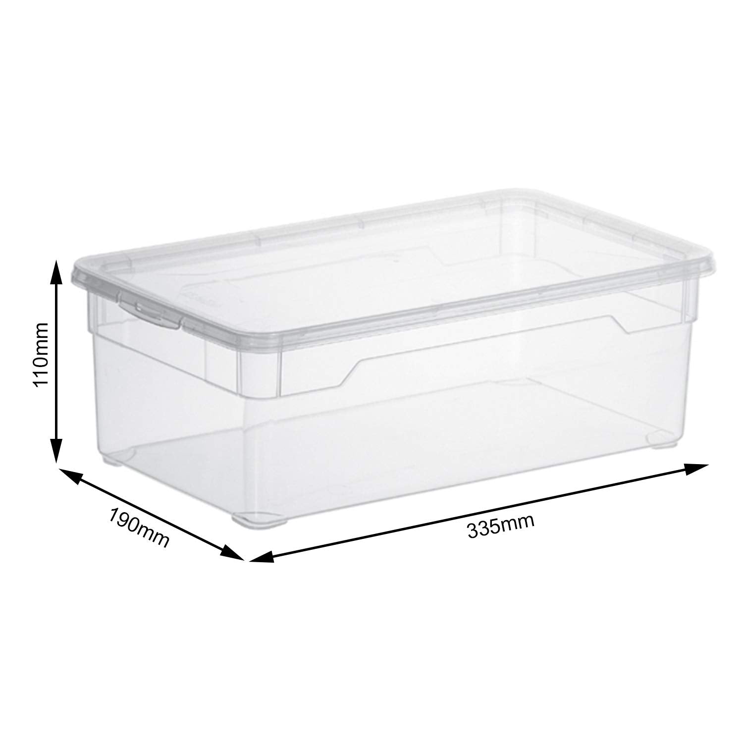 Rotho, Clear, Set of 4 storage boxes 5 l with lid, Plastic (PP) BPA-free, transparent, 4 x 5l (33,0 x 19,0 x 24,0 cm)