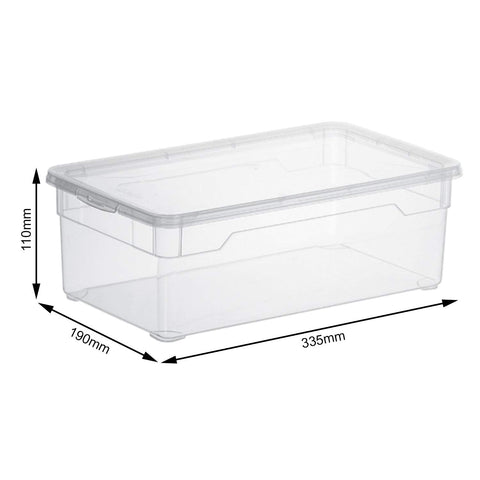 Rotho, Clear, Set of 4 storage boxes 5 l with lid, Plastic (PP) BPA-free, transparent, 4 x 5l (33,0 x 19,0 x 24,0 cm)
