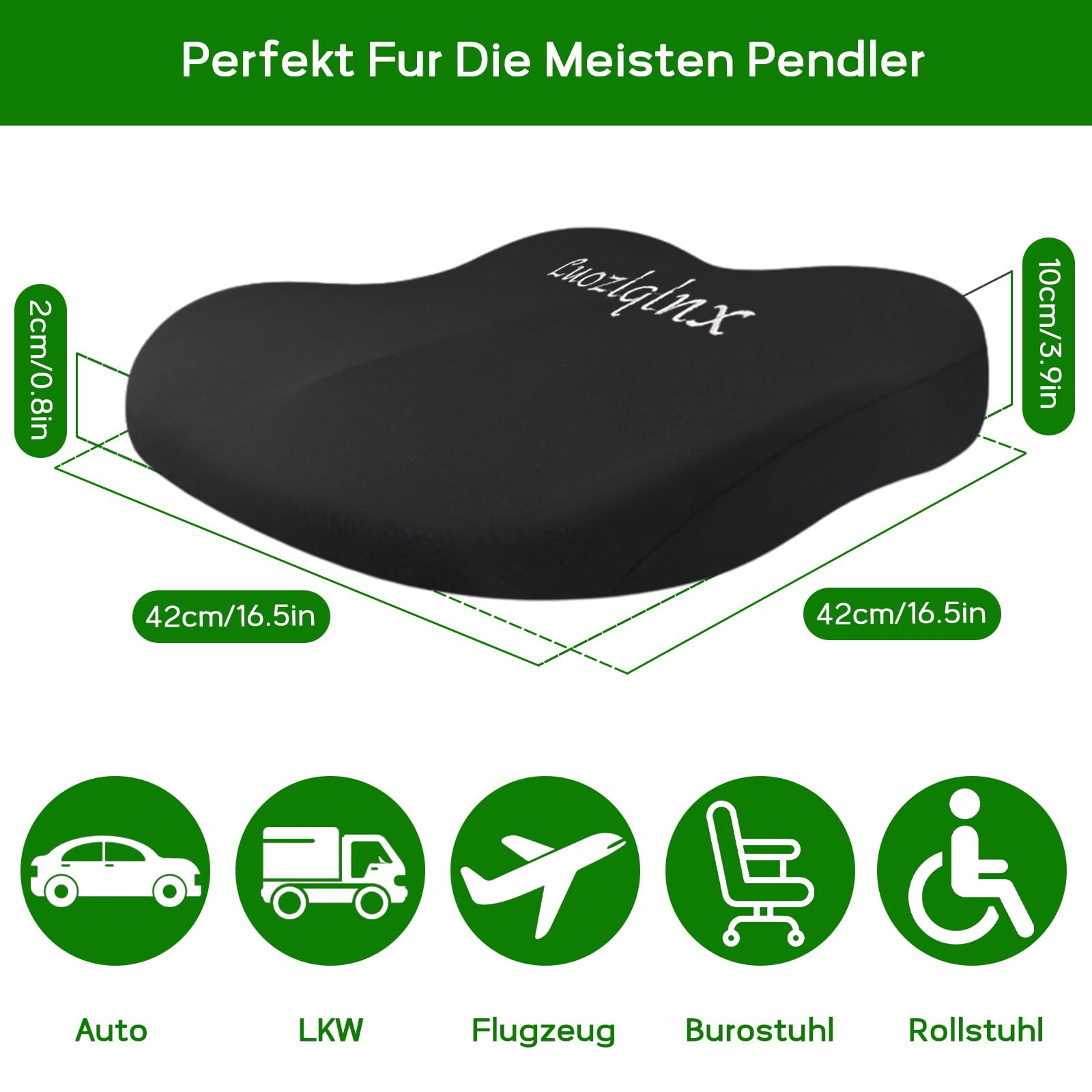 LUOZIQINX Car Seat Cushion Pad, 3.9in Wedge Car Booster Seat Cushion for Driving, Memory Foam Driver Seat Cushion Pillow for Office Chairs,Car