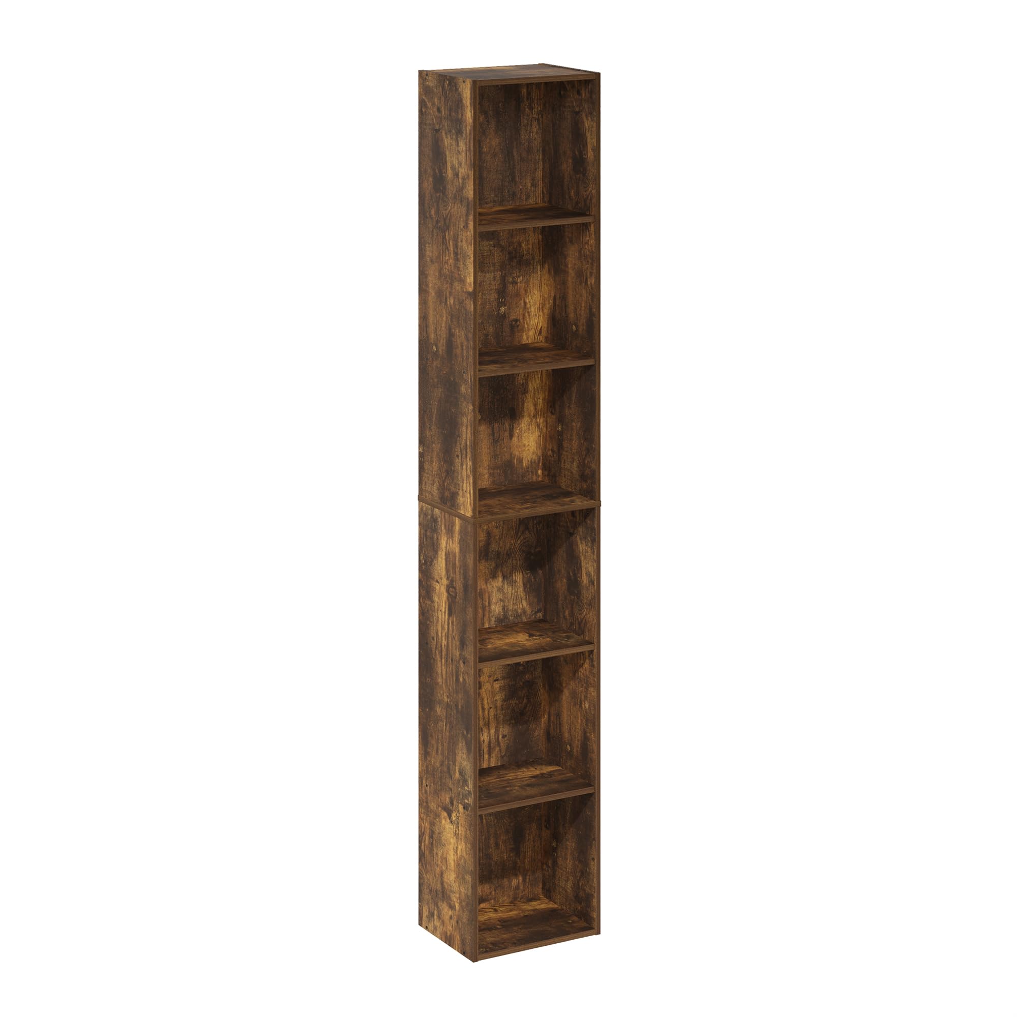 Furinno LUDER Book Shelf, 6-Tier Tall Modern Bookshelf, Bookcase with Open Shelves, 9.3 x 12 x 71, for Living Room, Bedroom, Home Office, Amber PINE