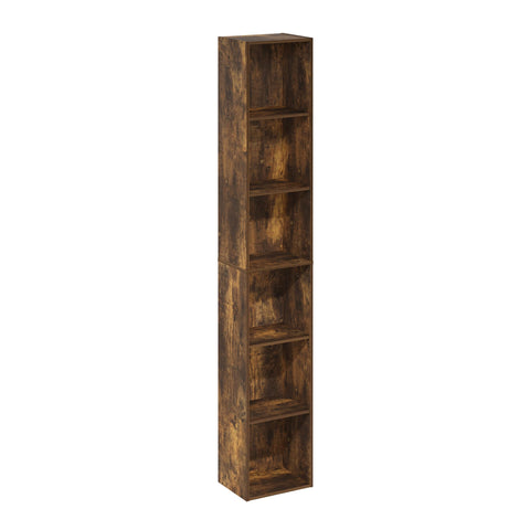 Furinno LUDER Book Shelf, 6-Tier Tall Modern Bookshelf, Bookcase with Open Shelves, 9.3 x 12 x 71, for Living Room, Bedroom, Home Office, Amber PINE