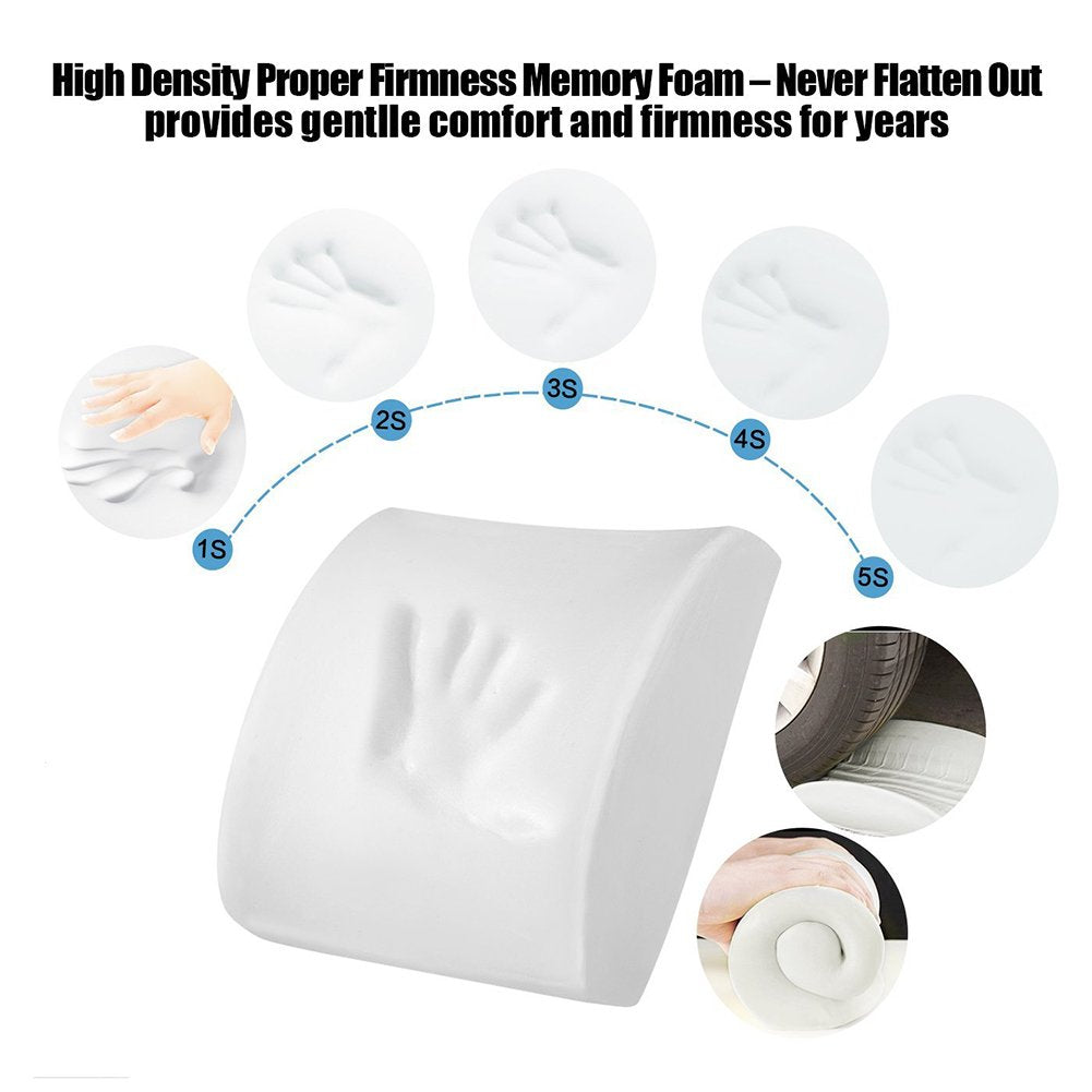 HomDSim Memory Foam Lumbar Cushion Lower Back Support Pillow Posture Correcting Car Seat Home Office Chair (Gray)