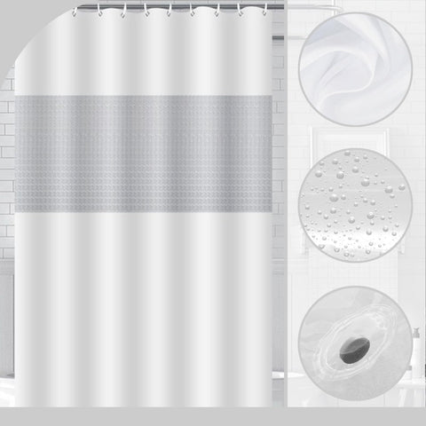 ECO Mould Proof Shower Curtain 180x180cm, Solid Grey-Blue PEVA Waterproof Heavy Duty With 3 Magnets, 12 Plastic Hooks