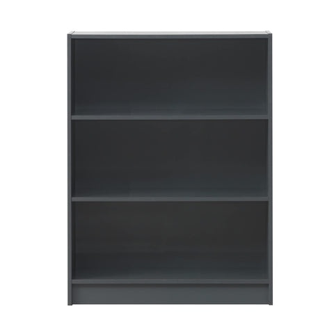 Timber Art Design 3 Tier Open Bookcase Shelf Tall Adjustable Display Shelving Storage Unit Wood Furniture Multimedia Comicbook Rack - Dark Grey