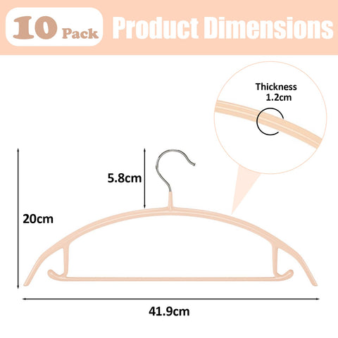 10 Pack Sweater Clothes Hanger No Shoulder Bump 42CM Wide Heavy Duty Coat Metal Hangers for Closet Non Slip PVC-Coating for