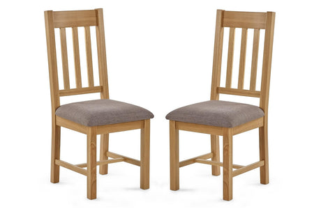 Julian Bowen Mallory Dining Chairs, Set of 2, Solid Oak - H105 x D52cm