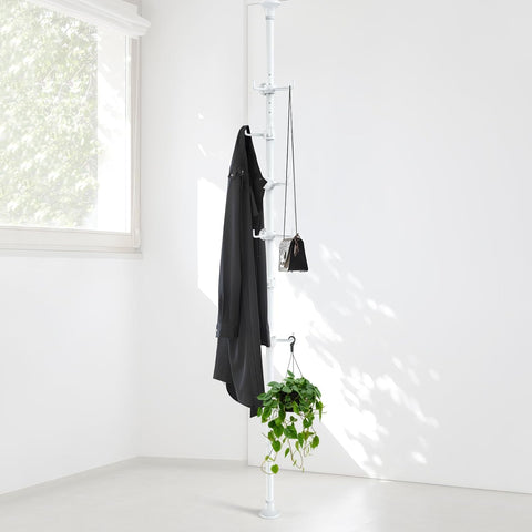 DAKEPOLE Freestanding Coat Rack, Adjustable Tension Pole 140-310cm with 12 Hooks for Coats, Jackets, Hats | No Drill Hanging Storage for Hallway