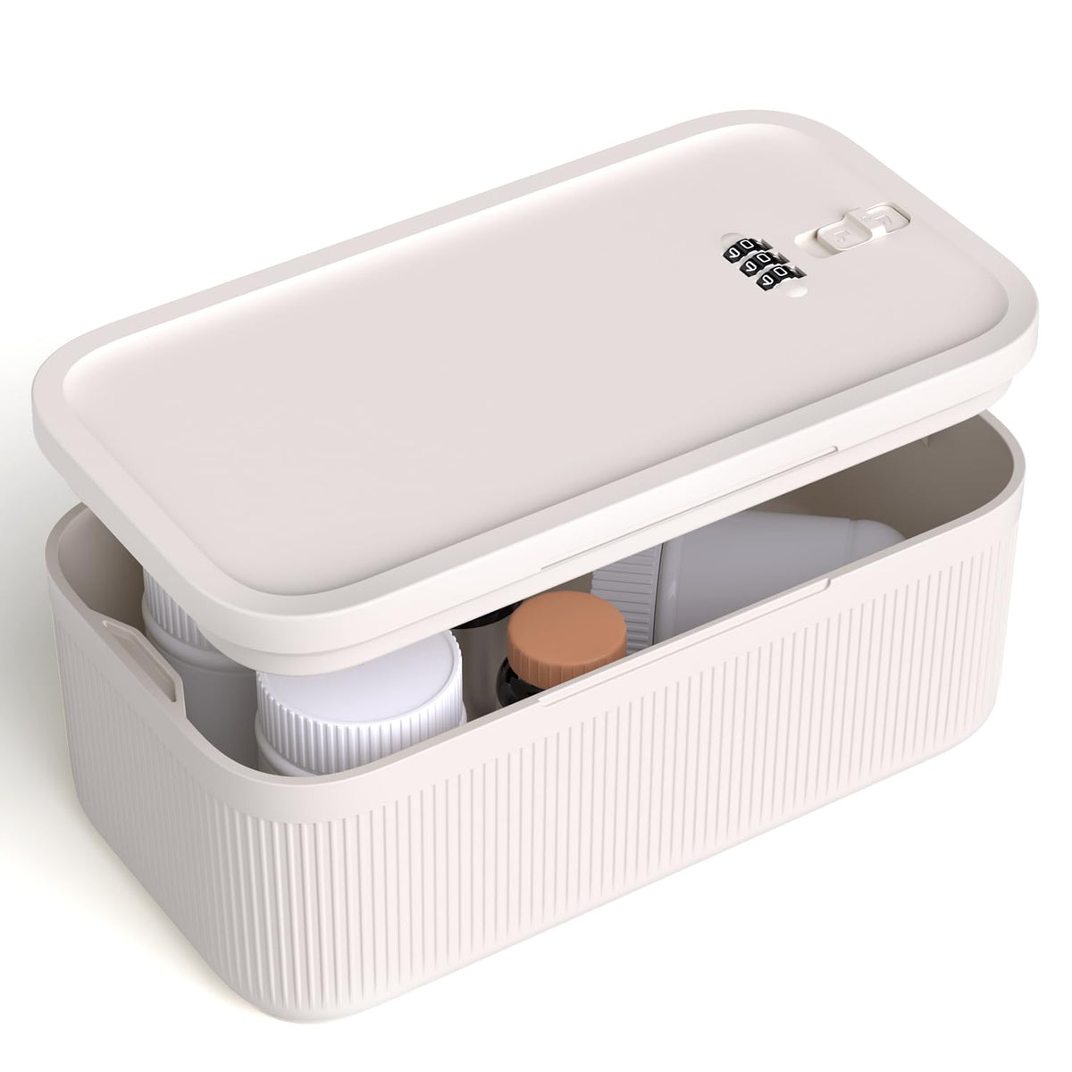 JOSTART Lockable Storage Box with Combination Code, Portable Small Medicine Box BPA-Free Phone Safe for Home Fridge Office Travel