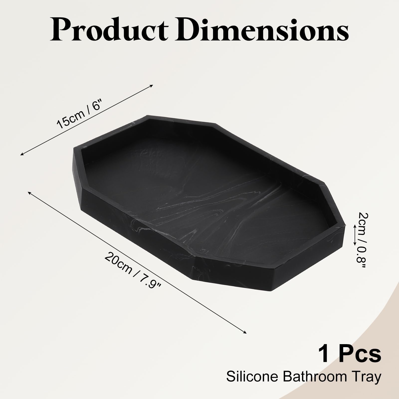sourcing map Bathroom Vanity Tray, 7.9" x 6" Octagon Silicone Soap Dispenser Trays, Shatterproof Kitchen Sink Organizer for Soaps Keys Candle Trinket