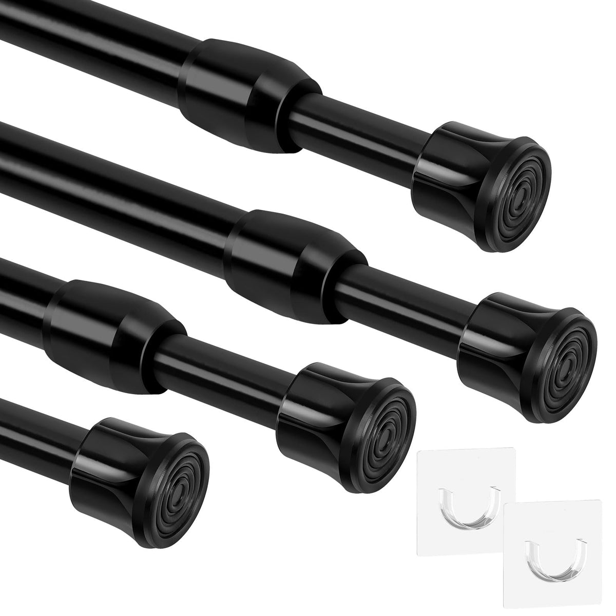 4 Piece Shower Rod Without Drill Stainless Steel Curtain Rod Holder Extendable Curtain Rod