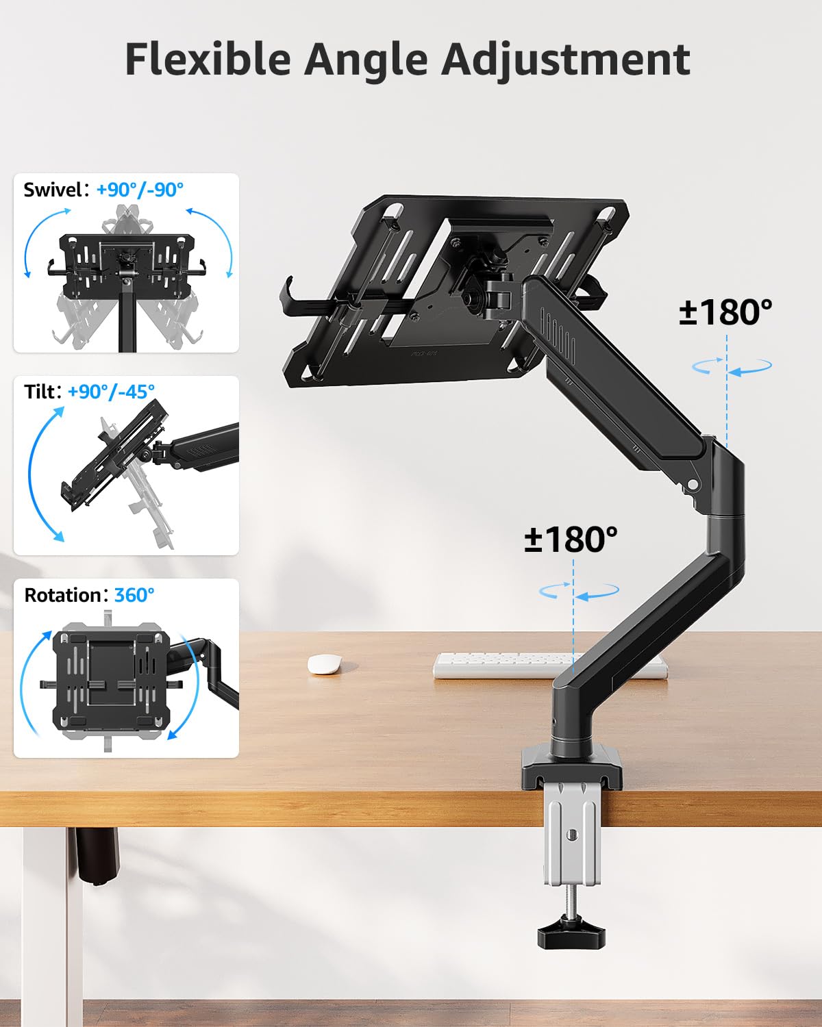 MOUNTUP Laptop Stand for Desk, 2-in-1 Monitor Mount with Laptop Tray