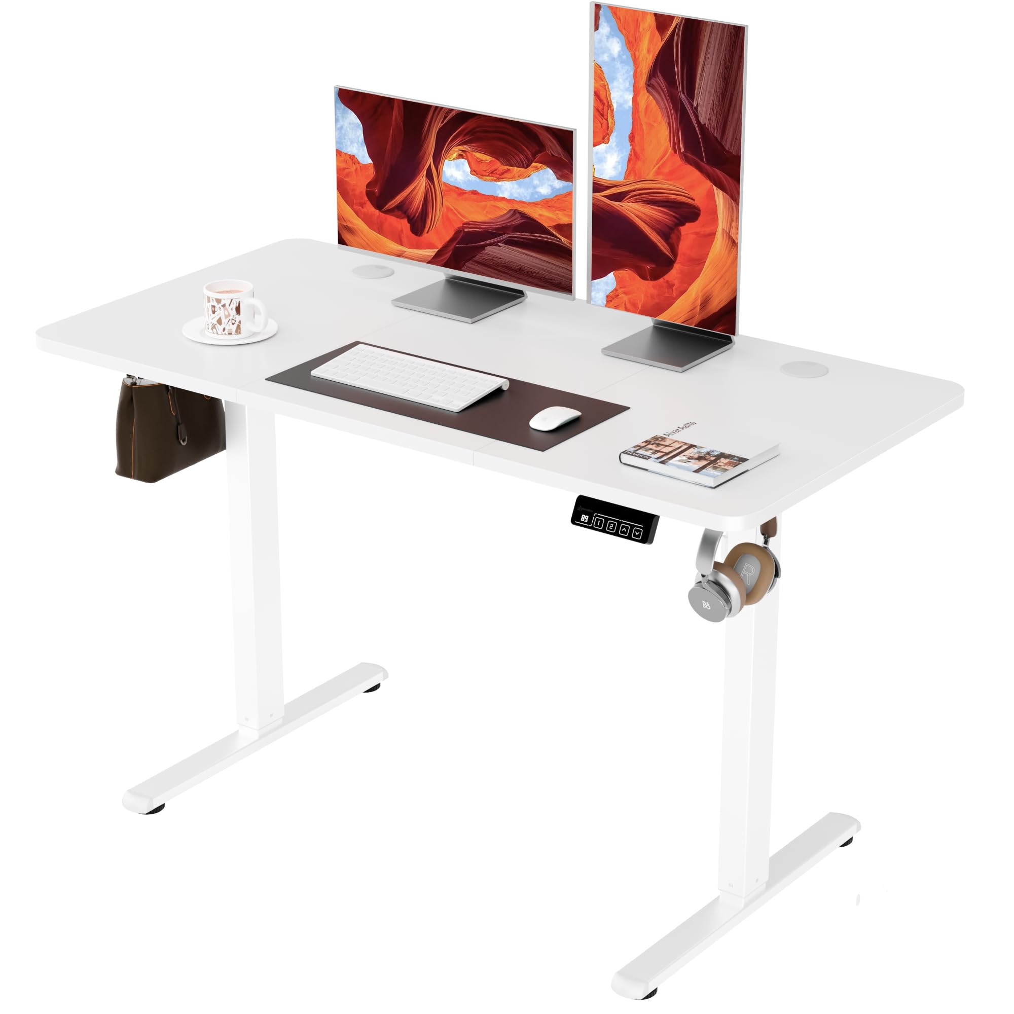 ERGOMAKER Electric Standing Desk 120x60cm, 2 Memory Presets, White