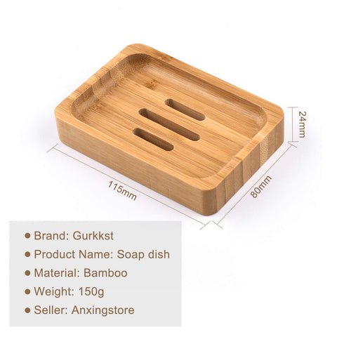 Gurkkst 2 PACK Natural Wooden Bamboo Soap Dish Storage Holder Soap Holder for Bathroom Shower Soap Dish Container Hand Craft for Soap,Sponges and More
