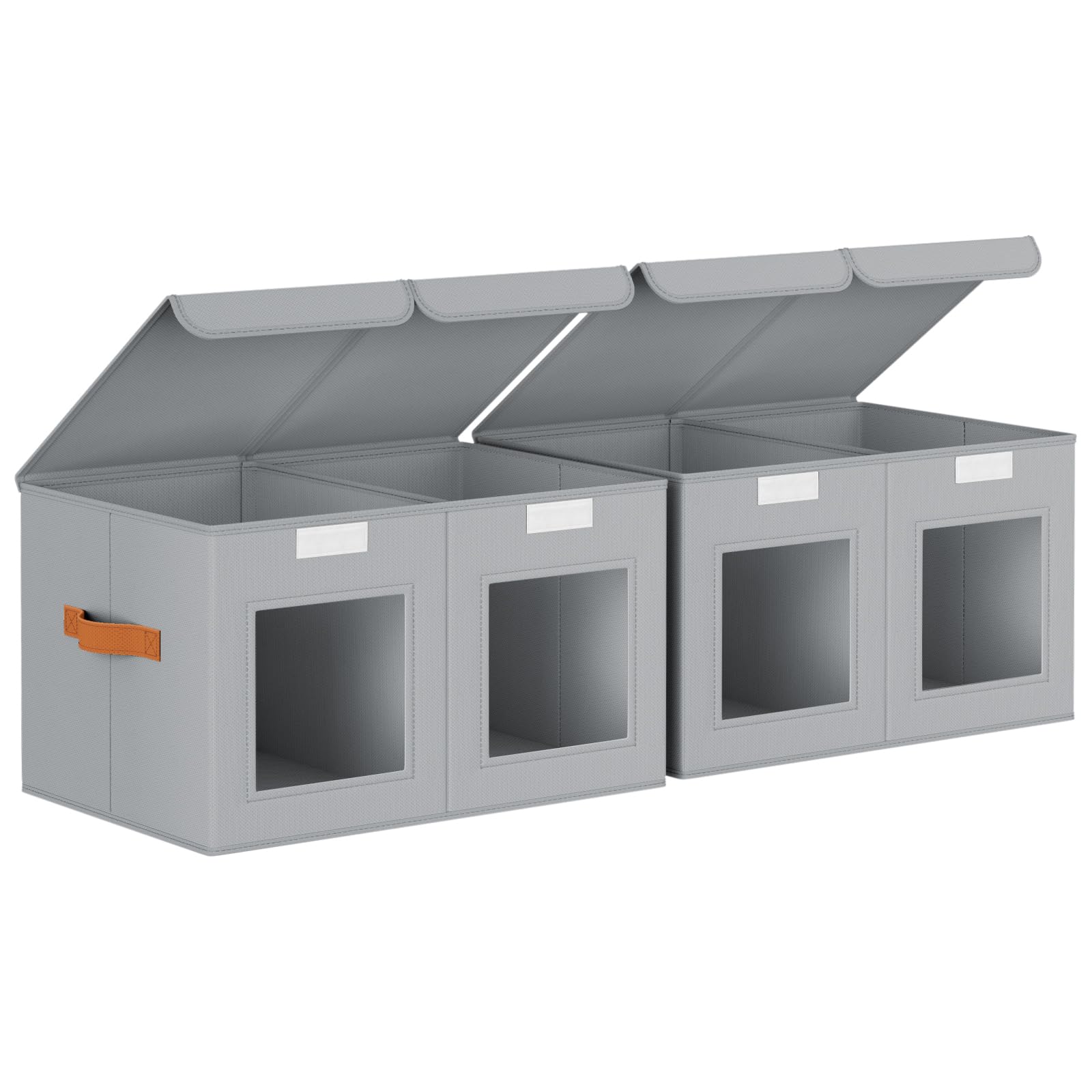 Homsorout 2 Pack Foldable Storage Boxes with Lids & Divider Board 31L Grey