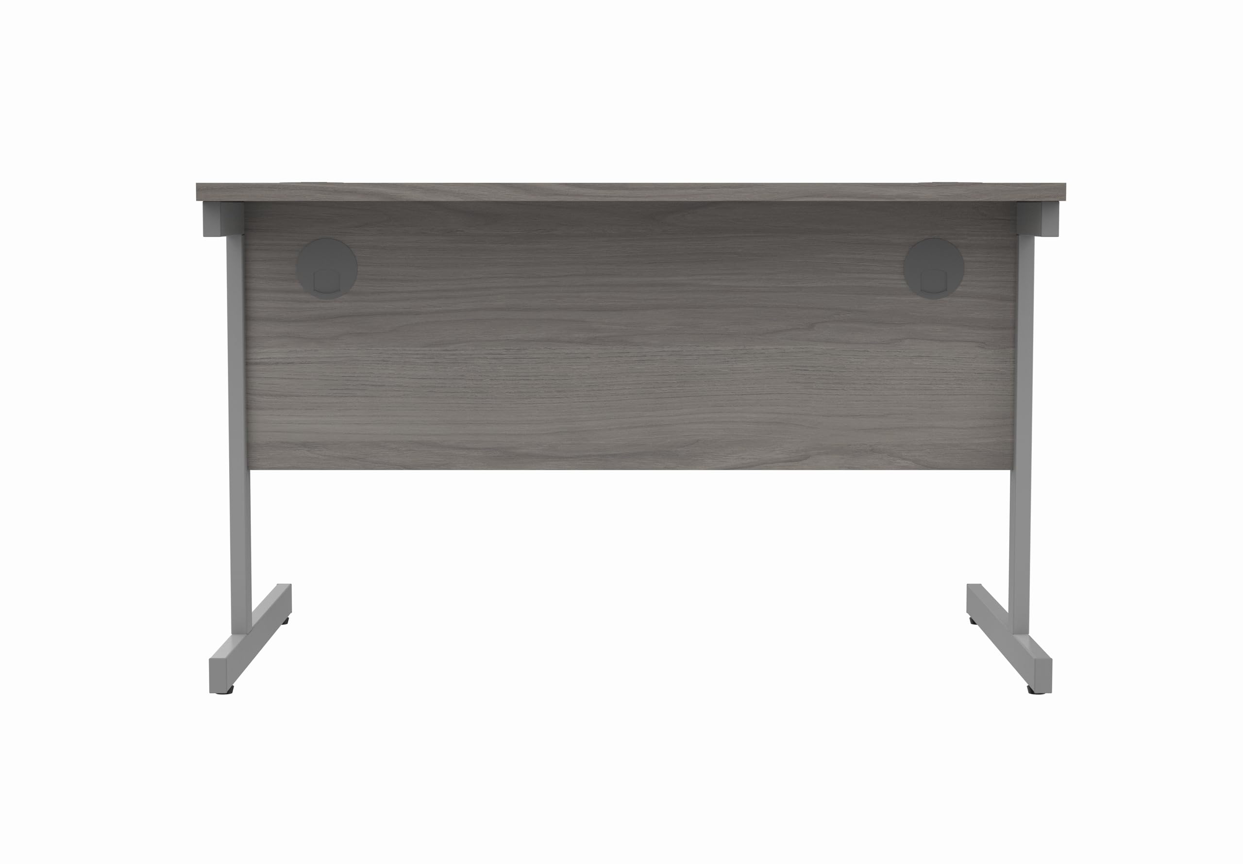 Office Hippo Essentials Rectangular Writing Computer Work Place, Home Office Desk with Cable Port Management, MFC, Alaskan Grey Oak, 120x80cm