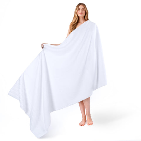 American Soft Linen Jumbo Large Bath Towels, 100% Turkish Cotton 35 in 70 in, Bath Towel Sheets for Bathroom, White Bath Sheet