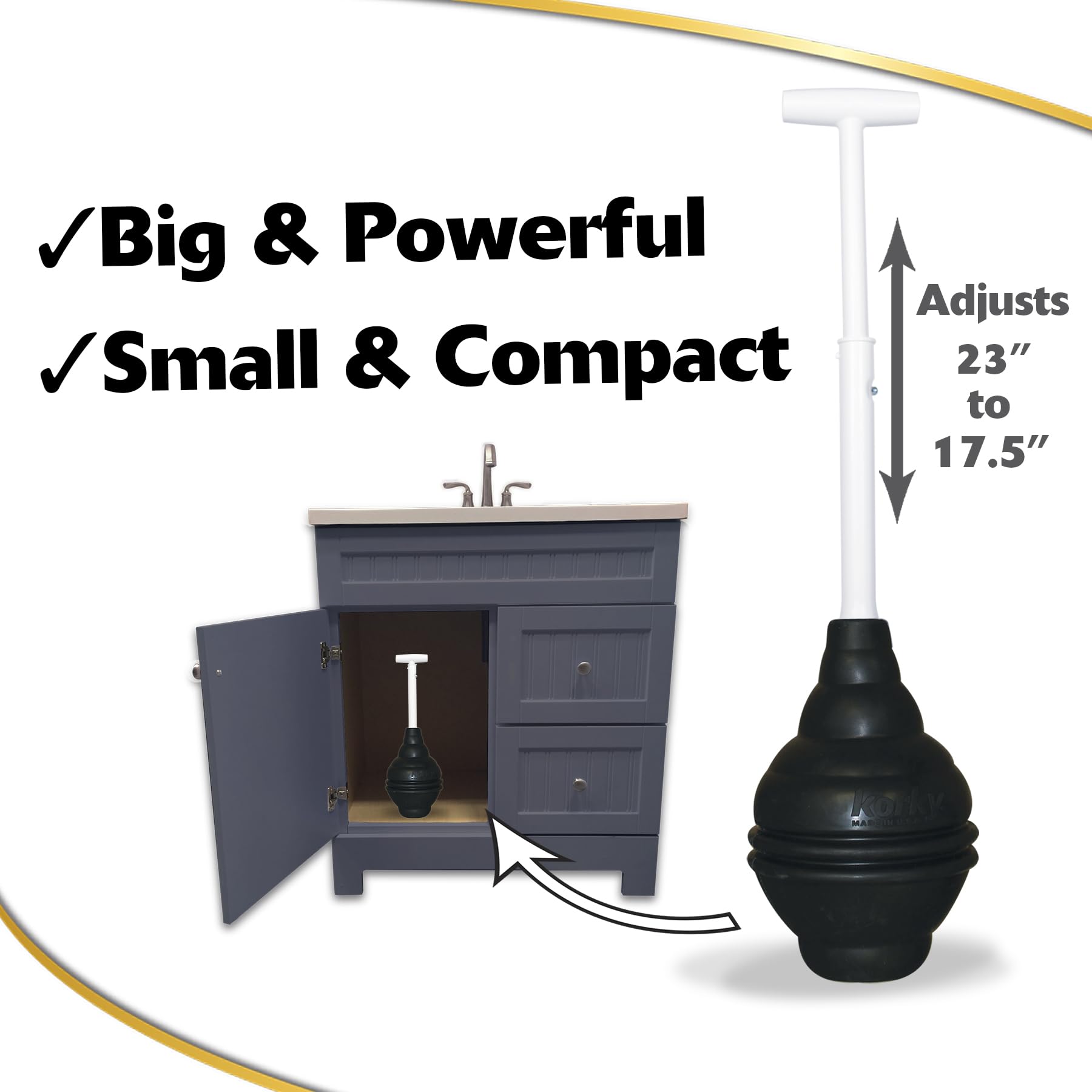 Korky 96-4AM BeehiveMAX Toilet Plunger, Black