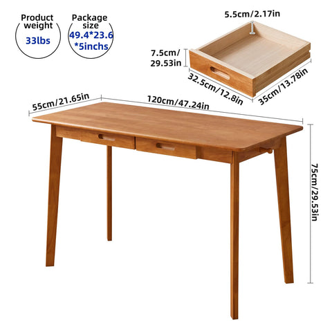 Aibiju Wooden Computer Desk with Drawer and Hanging Rod, Modern Minimalist Style PC Laptop Computer Workbench with Solid Wood