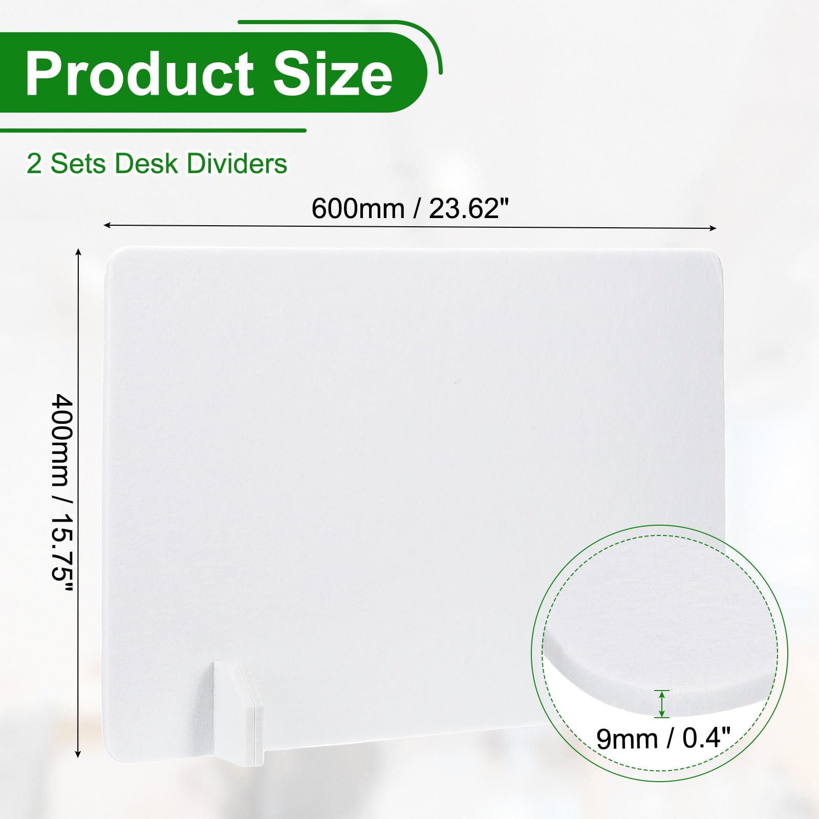 PATIKIL Desk Dividers 60x40cm, 2 Pack Desk Privacy Panel Freestanding Noise Reducing Partition Acoustic Panel with 4Pcs Support Feet for Testing