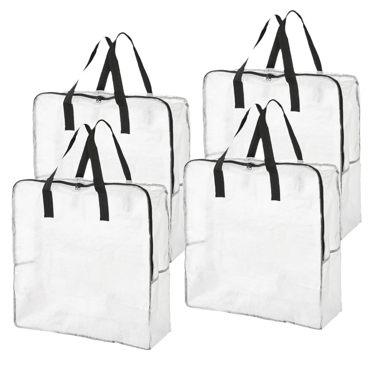 80L Clothes Storage Bags, 4 Pack Large Clear Capacity Clothes Organizer with Zips, Moisture proof