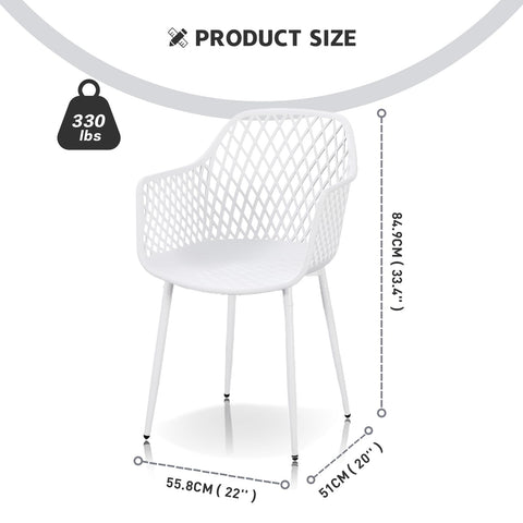 TAO ONE Dining Chairs with Arms, Modern Hollow Back Design Patio Dining Chairs, Living Room Plastic Armrest Side Chair