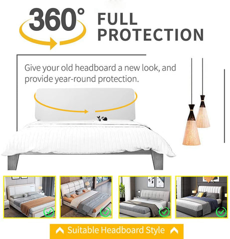 DUJUIKE Headboard Slipcover for full Bed, Stretch Bed Headboard Cover, Dustproof Protector Cover for Linen Tufted Upholstered