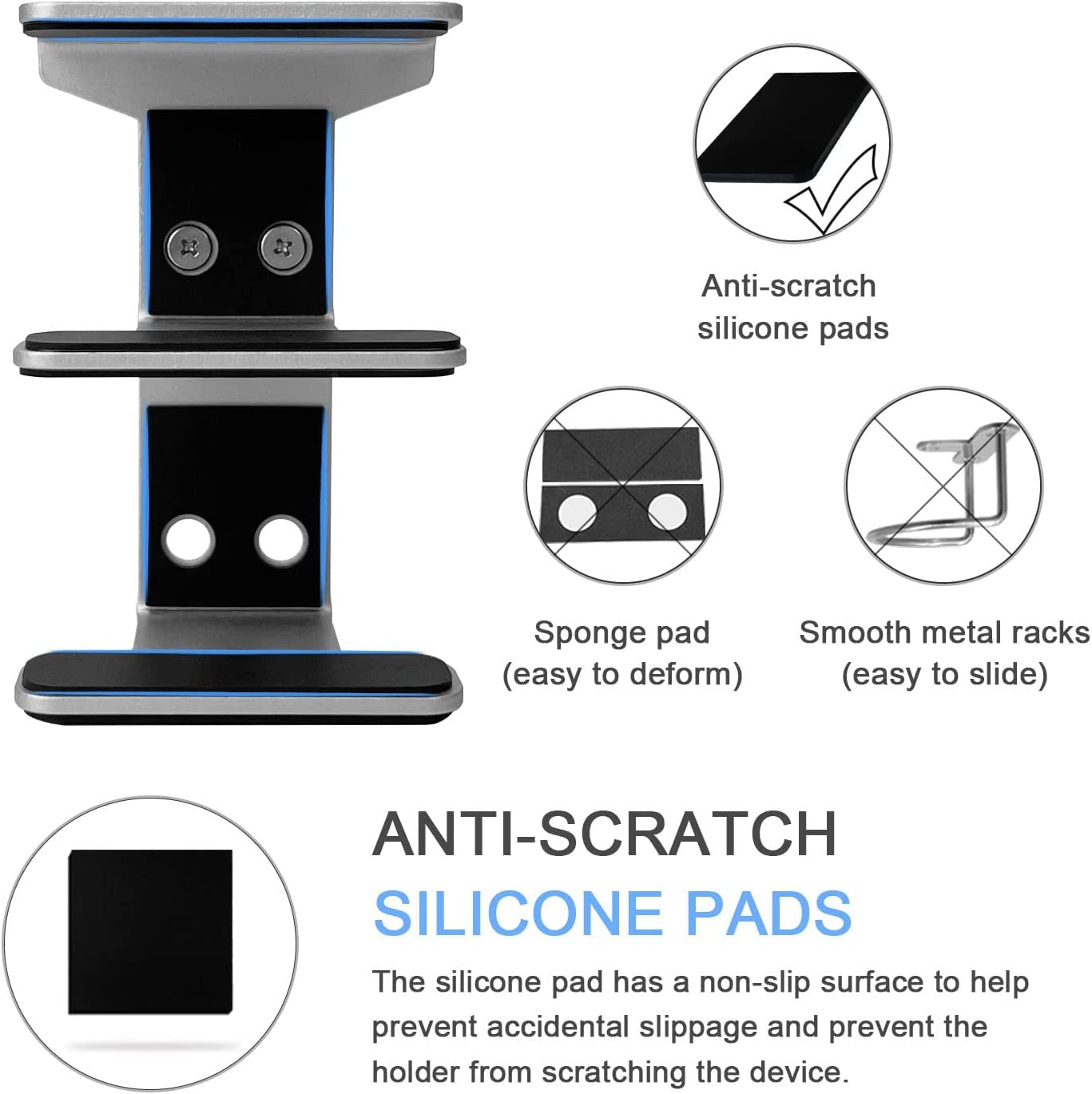 JEMACHE Under Desk Dual Decker Laptop Mount, Hard Aluminum Under Table Desk 2 Tier Holder for Laptop, Mac Mini, MacBook