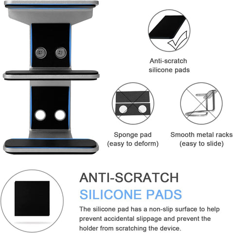 JEMACHE Under Desk Dual Decker Laptop Mount, Hard Aluminum Under Table Desk 2 Tier Holder for Laptop, Mac Mini, MacBook