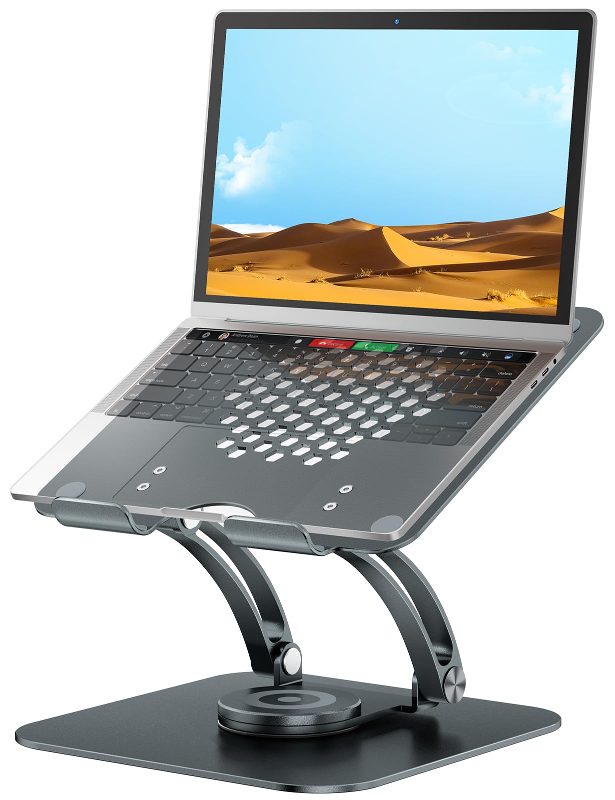 tounee Adjustable Laptop Stand for Desk, Ergonomic Holder with 360° Rotating Base, Portable Aluminum Computer Stand Laptop Riser Compatible with Air