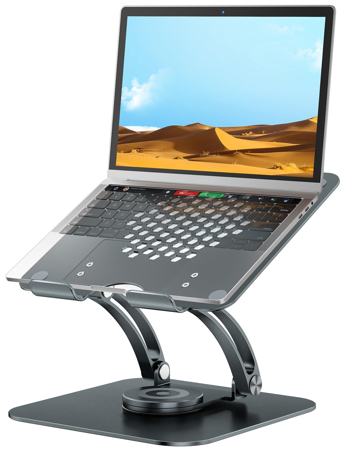 tounee Adjustable Laptop Stand for Desk, Ergonomic Holder with 360° Rotating Base, Portable Aluminum Computer Stand Laptop Riser Compatible with Air