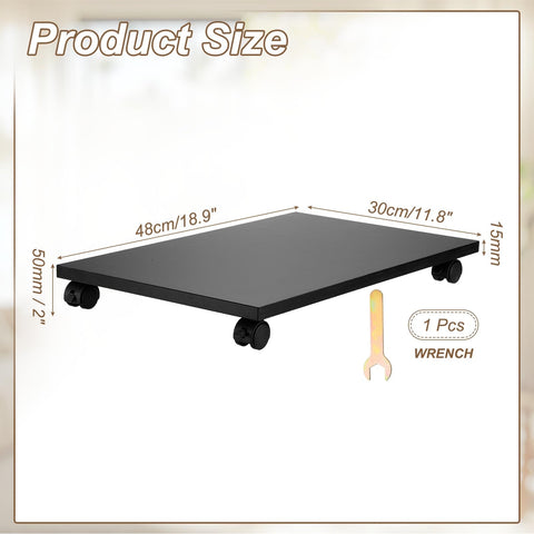 PATIKIL 12x19in PC Stand, Computer Tower Stand Wood CPU PC Holder Under Desk Mobile Cart 4 Caster Wheel for Floor Carpet Tower ATX Case Printer