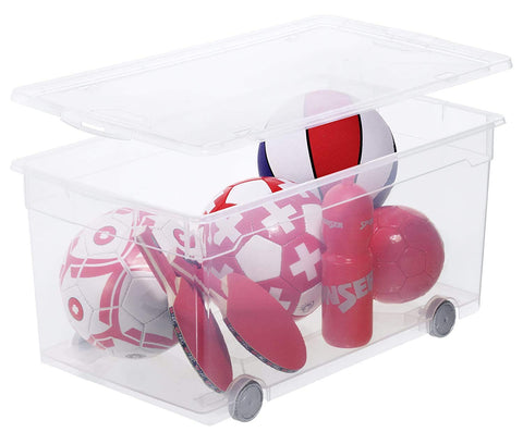 Rotho, Clear, Storage box 63 l with lid, Plastic (PP) BPA-free, transparent, 63l (71,5 x 40,0 x 33,5 cm)
