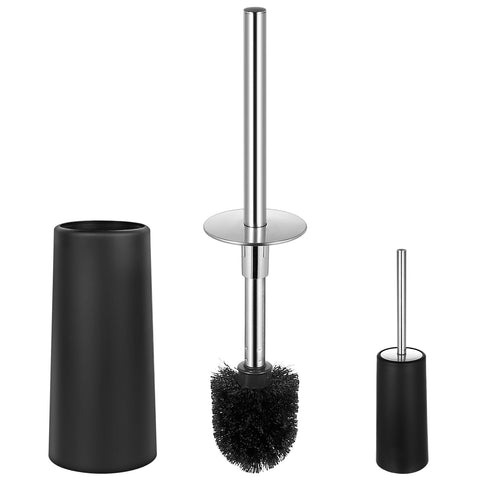 Zhujiehigh 1 Set Soft Silicone Toilet Brush & Holder with Steel Lid