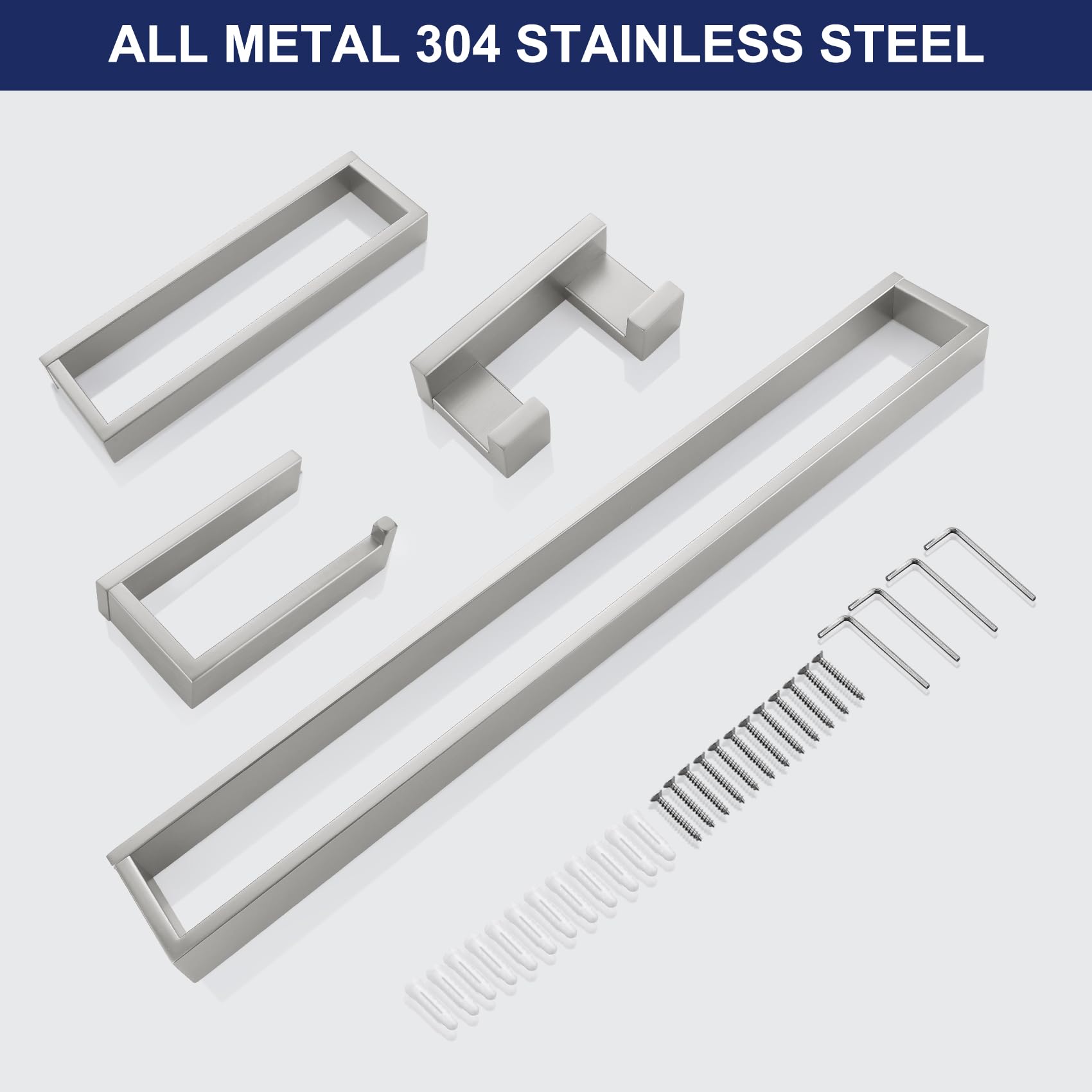 TURS Brushed Finish 4-Pieces Towel Bar Holder Sets,Concealed Screws