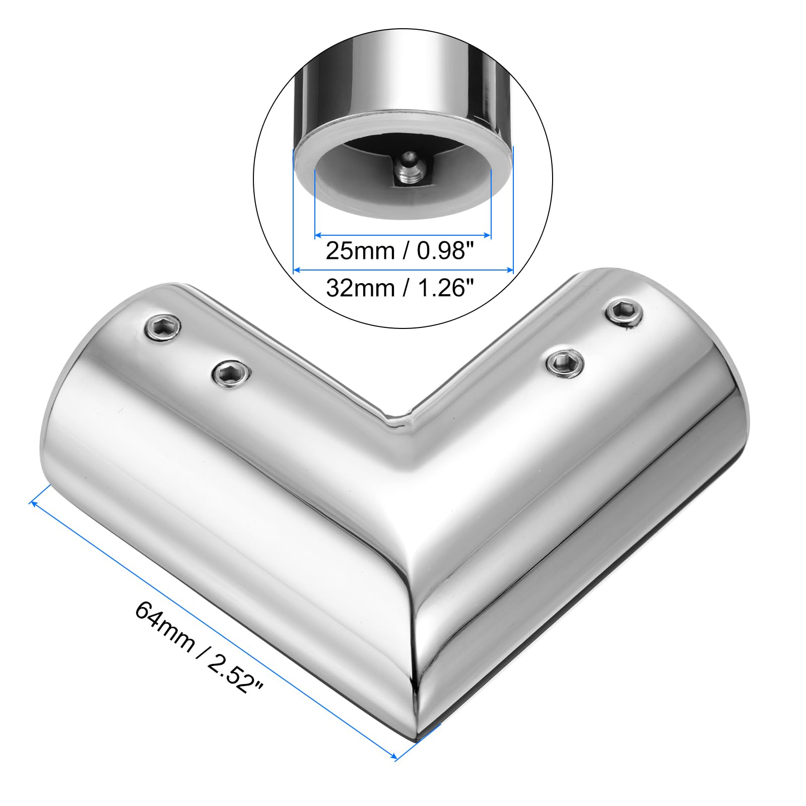 sourcing map 2pcs Corner Curtain Rod Connector, 90 Degree Window Curtain Rod Corner with Hex Wrench for 1 Inch OD Bay Window Curtain Rods, Silver