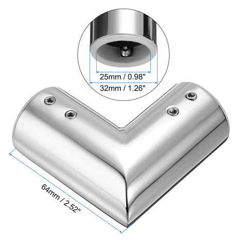 sourcing map 2pcs Corner Curtain Rod Connector, 90 Degree Window Curtain Rod Corner with Hex Wrench for 1 Inch OD Bay Window Curtain Rods, Silver