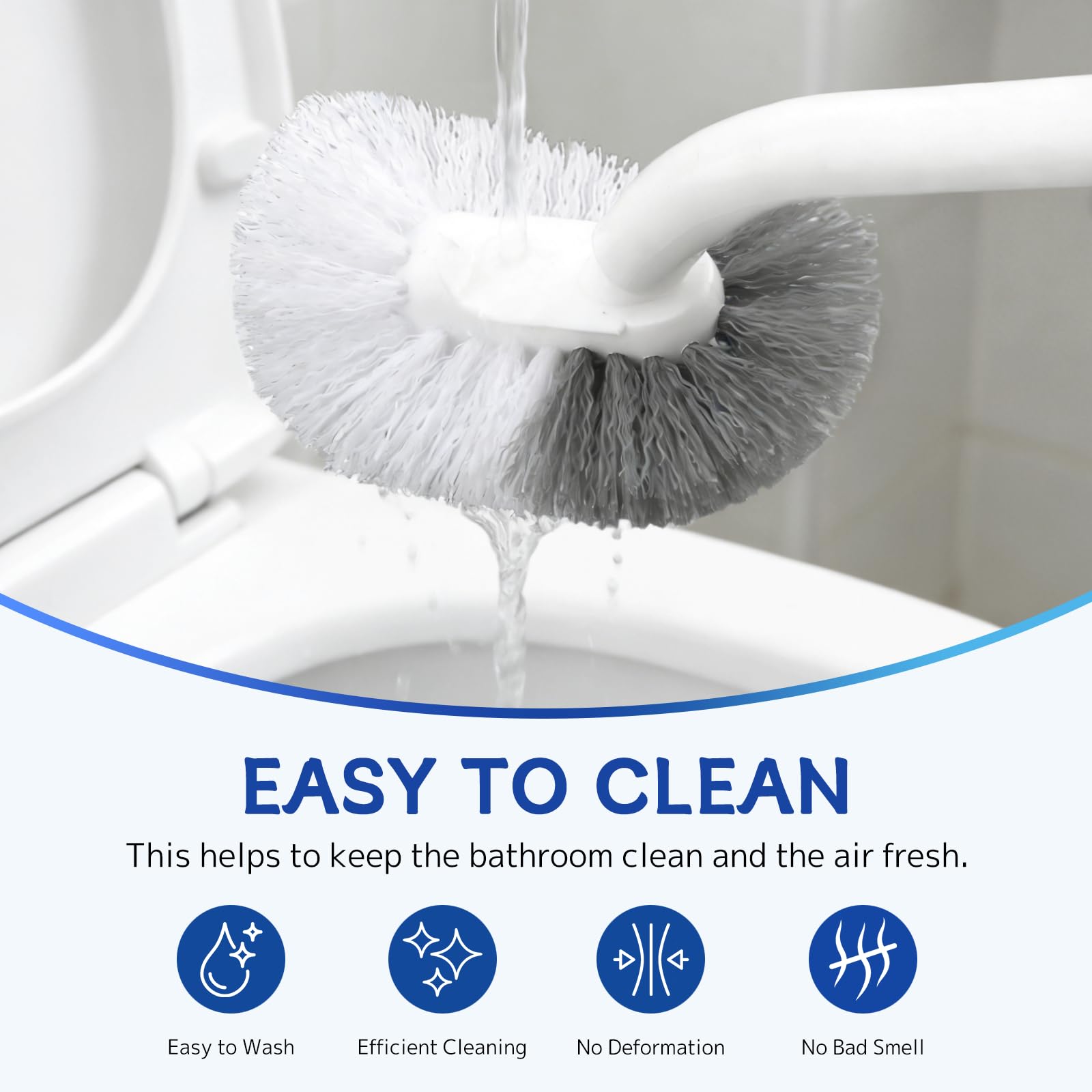 SetSail Toilet Bowl Brush, 2 Pack Toilet Brushes for Bathroom Compact Size Dense and Durable Toilet Cleaner Brush for Deep Cleaning Right Angled