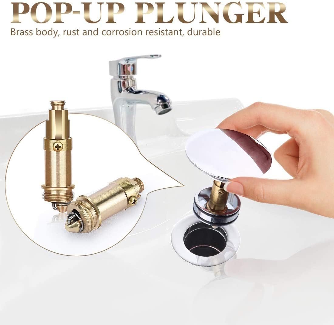 3 PCS Sink Bath Basin Waste Easy Pop Up Click Push Pop Up Internal Spring Brass Plug Bolt