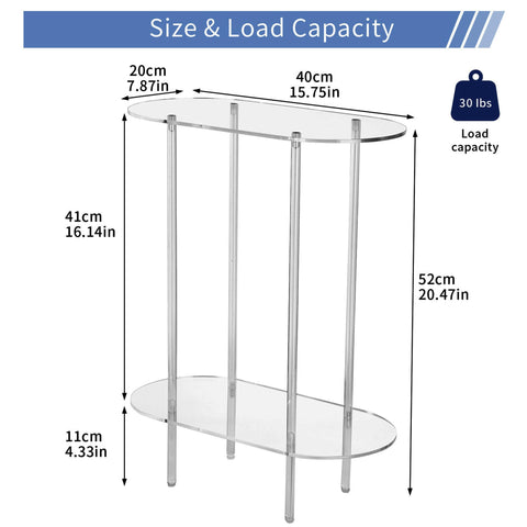 Coolcapis Clear Acrylic Side Table – Small Acrylic End Table, Thin Bedside Night Stand Skinny Living Room Clear Office furniture (Oval)