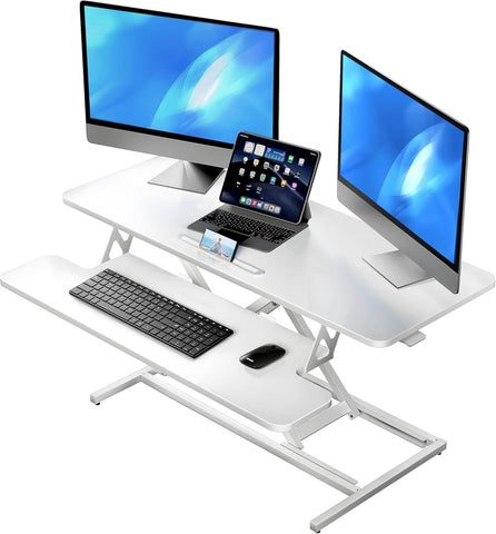 ERGOMAKER Standing Desk Converter, 42"/106cm, White