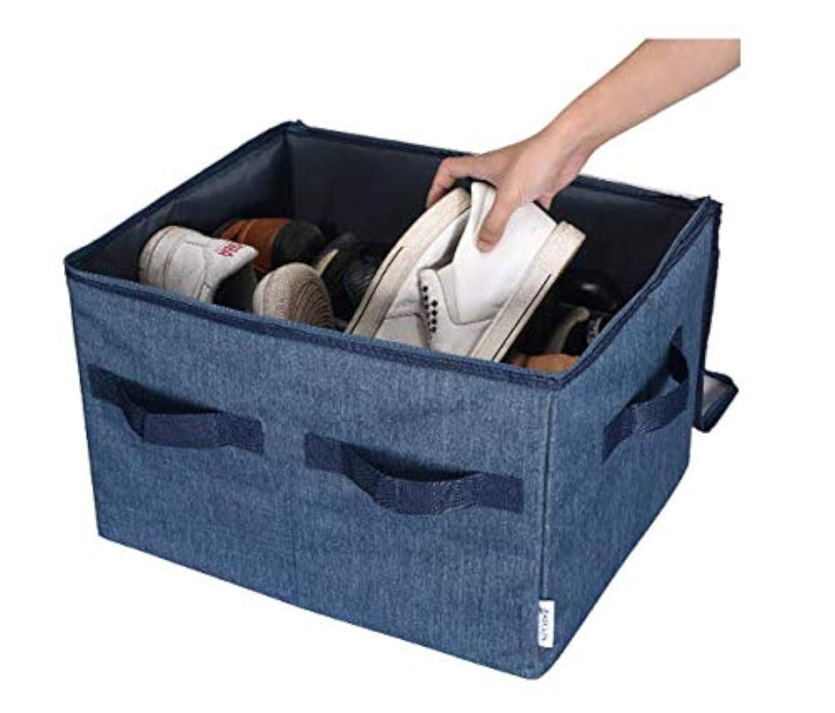 Moteph Shoe Organizer Closet Storage Solution with Clear Cover & Adjustable Dividers for Shoes, Handbags, Blankets, Linen, Clothing
