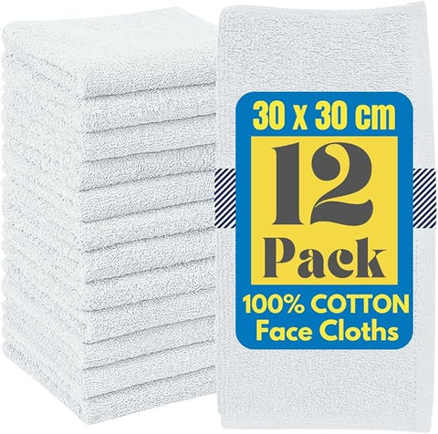 100% Cotton Flannel Face Cloth Set of 3 Size (30x30cm) Ultra Gentle 500 GSM Face Towels for Sensitive Skin-Reusable Facial Cleansing Washcloths for