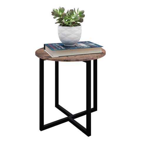 HOMERECOMMEND Round Side Table, End Table, Sofa Side Table,Coffee Table Rustic Nightstand Industrial Versatile End Table for Living Room,Brown
