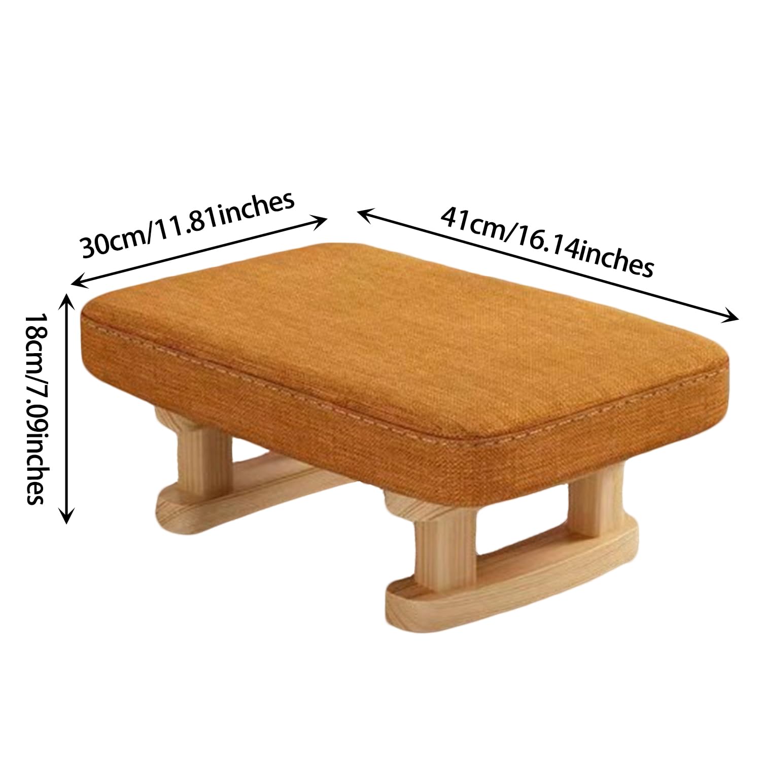 Foot Stool, Pouffe Footstool with Removable Cover, Linen Fabric Small Footstool with Cushion, Footstools for Living Room Entryway Office Bedroom