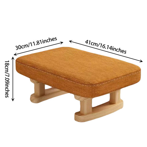 Foot Stool, Pouffe Footstool with Removable Cover, Linen Fabric Small Footstool with Cushion, Footstools for Living Room Entryway Office Bedroom