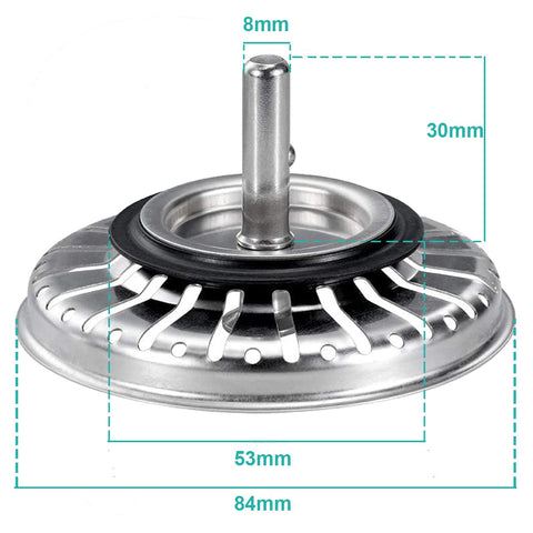 Tomario Kitchen Sink Strainer Plug Stainless Steel Thicken for Kitchen Sink, Hole Diameter 78mm 79mm 82mm 84mm (2 Pack, 84mm, Bonus Storage Case)