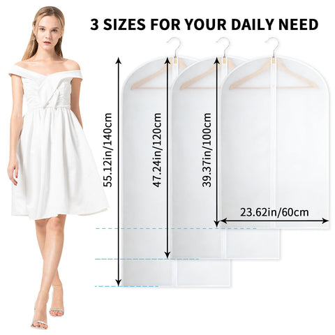 Ogetok 10 PCS Long Garment Covers Translucent Clothes Full Zipper Bags with Zip for Men Women