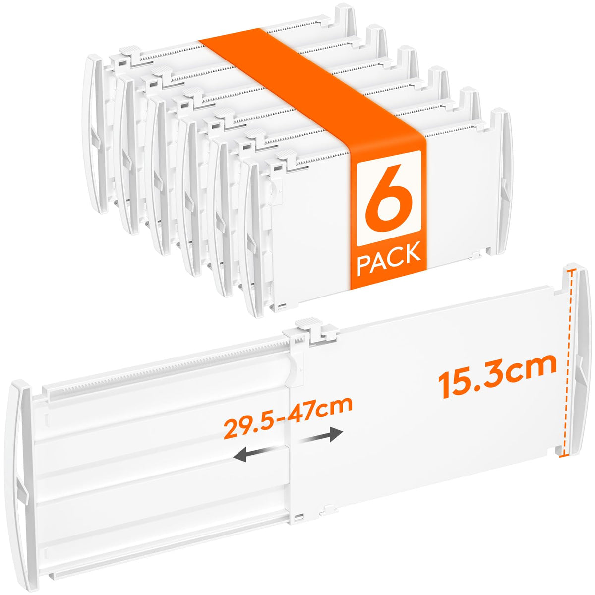 Lifewit 6 Pack 6" High Drawer Dividers 30-47cm/11.5-18.5" Adjustable Drawer Dividers for Clothes, Expandable Kitchen Drawer Dividers Organisers
