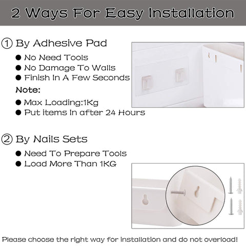 Bedside Shelf Wall Mounted Little Bed Organizer Storage Rack Caddy Self Phone Holder Stand Bracket - Damage Free Installation